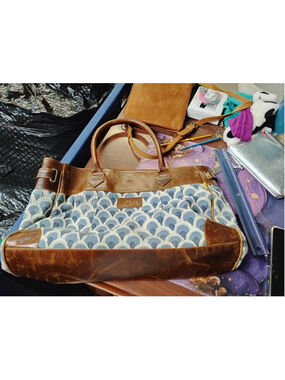 JOYN Vintage Leather Canvas Purse Tote